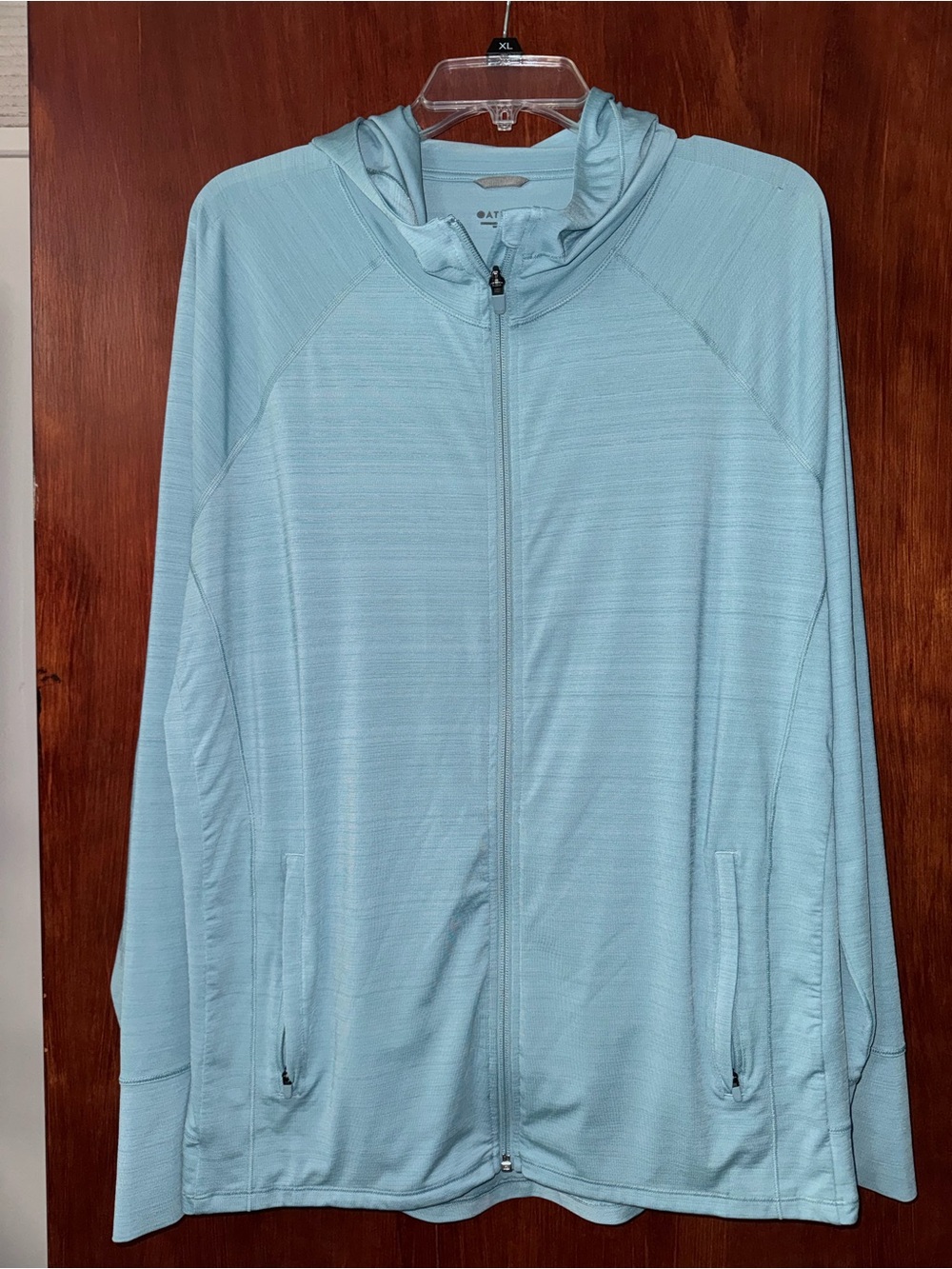 Athleta 2X Light Blue Full-Zip Hooded Jacket